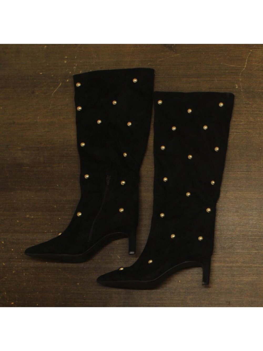 A New Day Studded Faux Suede Mid-Calf Boots with Cone Heel 94568945 Jet Black 9M